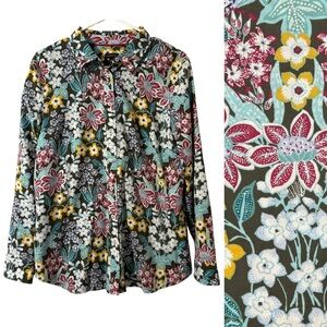NEW Talbots Floral button down shirt top business casual office boho cottagecore